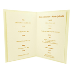 Carte de menu ivoire repas communion réception fête 216 C