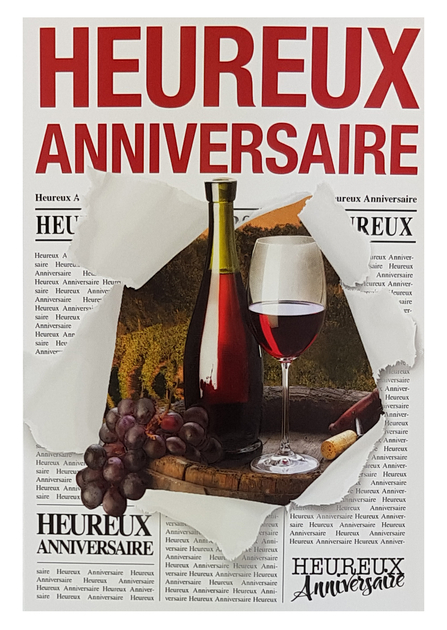 Carte anniversaire homme Vin avec votre propre texte. Réf. 258