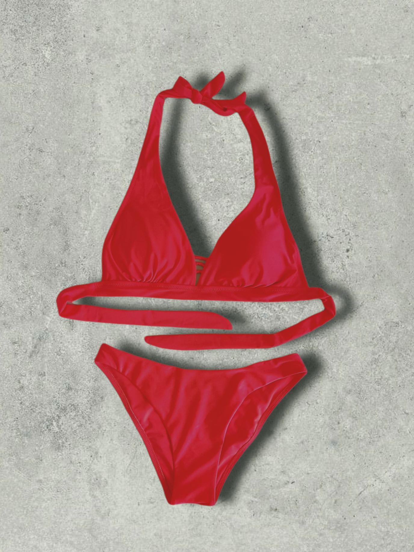 Bikini satiné triangle rouge