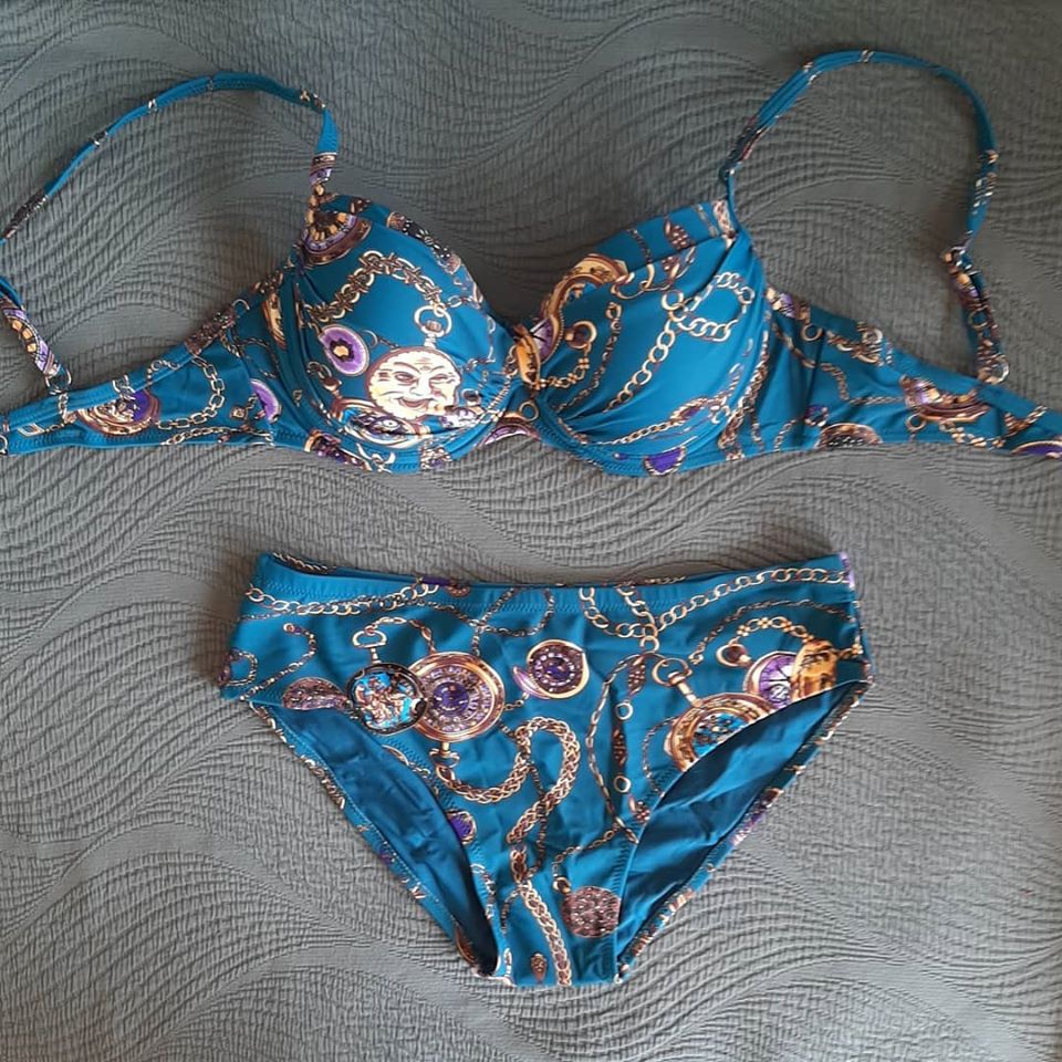 Maillot De Bain 2 Pièces Empreinte - Bleu - Taille 40 Bonnet D - Réf 458NKD