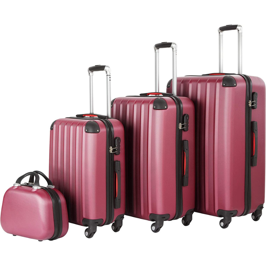 Valises télescopiques Tectake - 4 valises de voyage en ABS de différentes couleurs