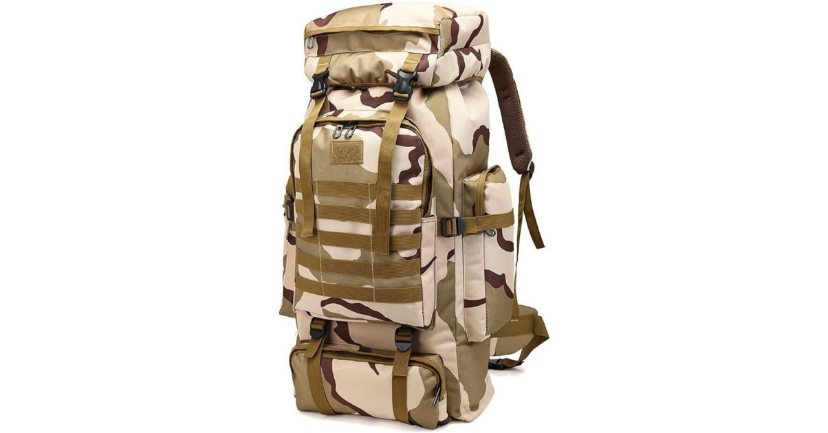 Grand Sac à Dos Militaire 80L Tactique Camouflage - Camping Randonnée - NEUF
