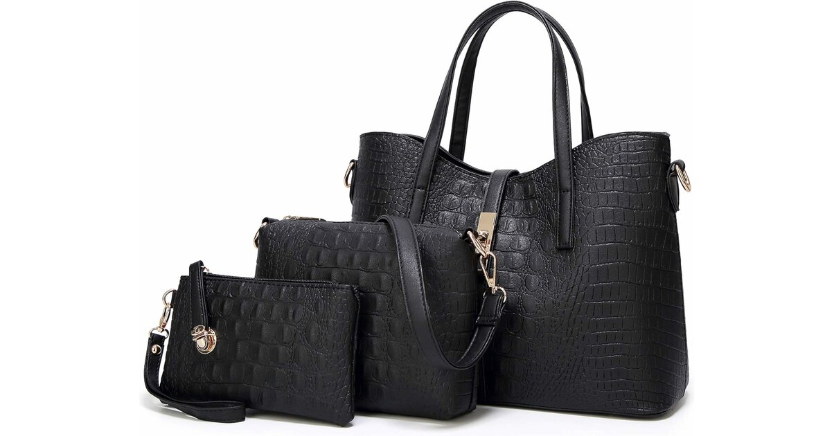 YNIQUE Sac à Main Femme 2 Pièces - Grand Cabas Cuir PU Avec Bandoulière Et Portefeuille