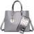 Sac à main en cuir verni serpentin pour femme Sac à paillettes avec lettres et pompon
