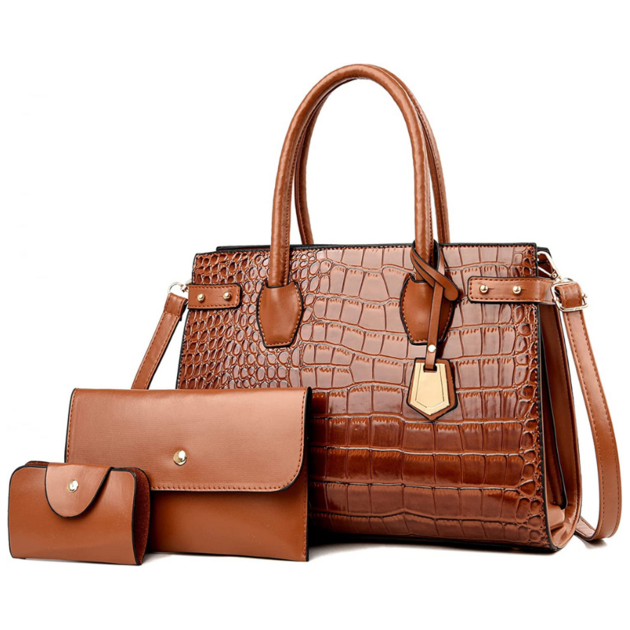 Sac à main simple en cuir PU pour femme Sac fourre tout effet croco