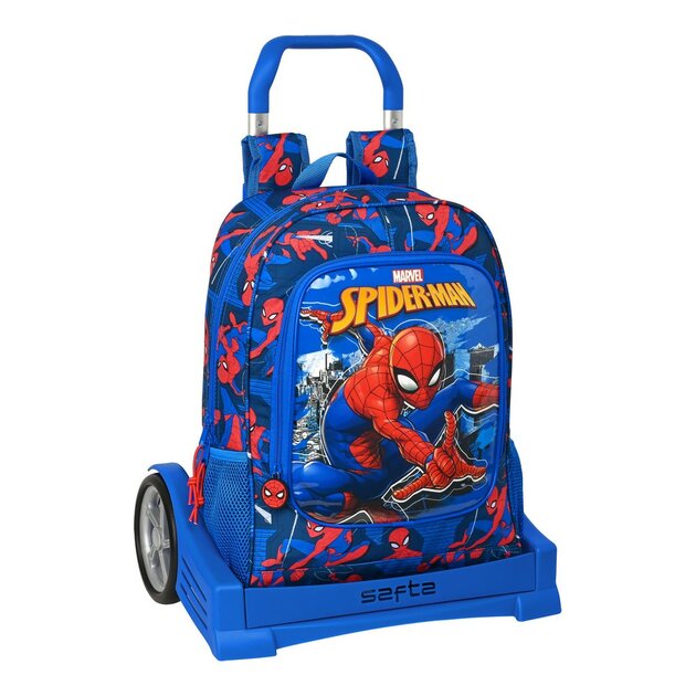 Cartable à Roulettes Spiderman 38cm - Sac Scolaire Garçon Avec Poignée Télescopique, Bretelles Rembourrées