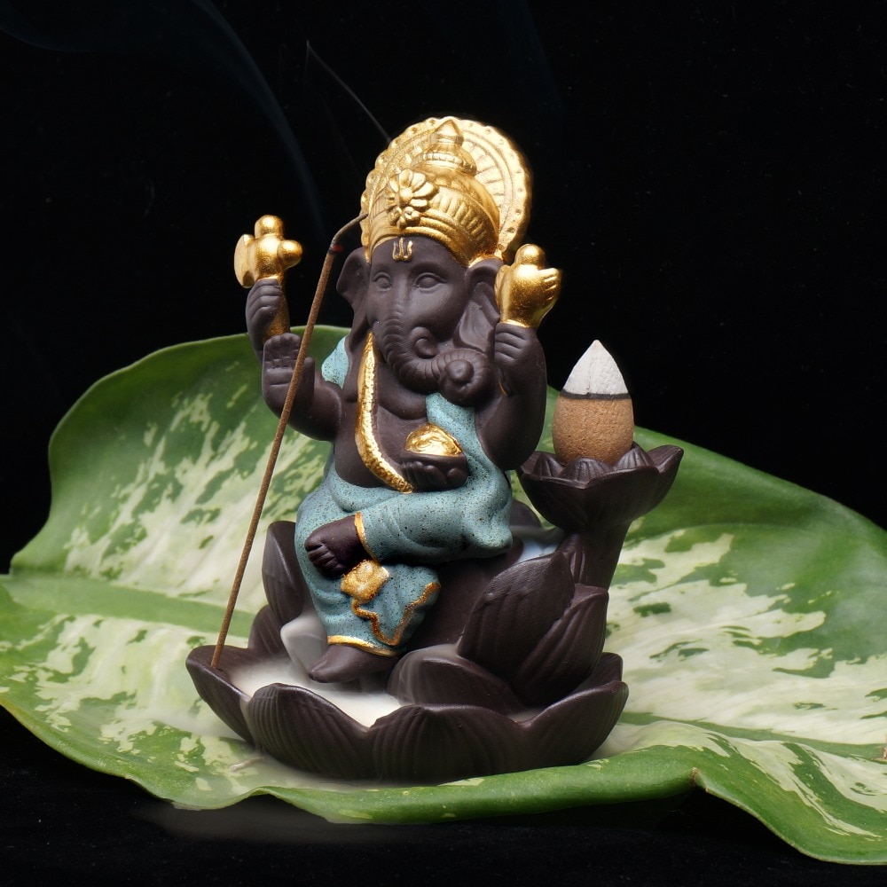 Indien-Ganesha-estatue-l-phant-dieu-Bouddha-statues-Refluant-encens-br-leur-base-Ornements-gifurines-Chambre