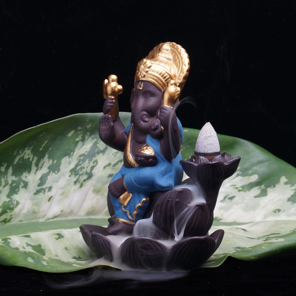 Indien-Ganesha-estatue-l-phant-dieu-Bouddha-statues-Refluant-encens-br-leur-base-Ornements-gifurines-Chambre