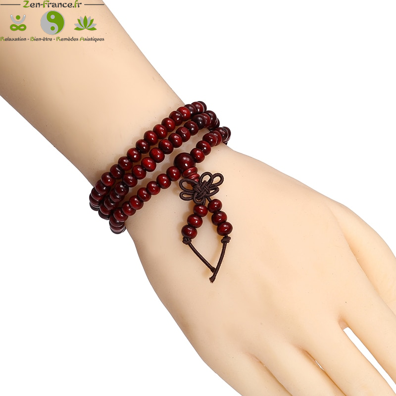 Bracelet mala tibétain en bois de santal 108 perles_02