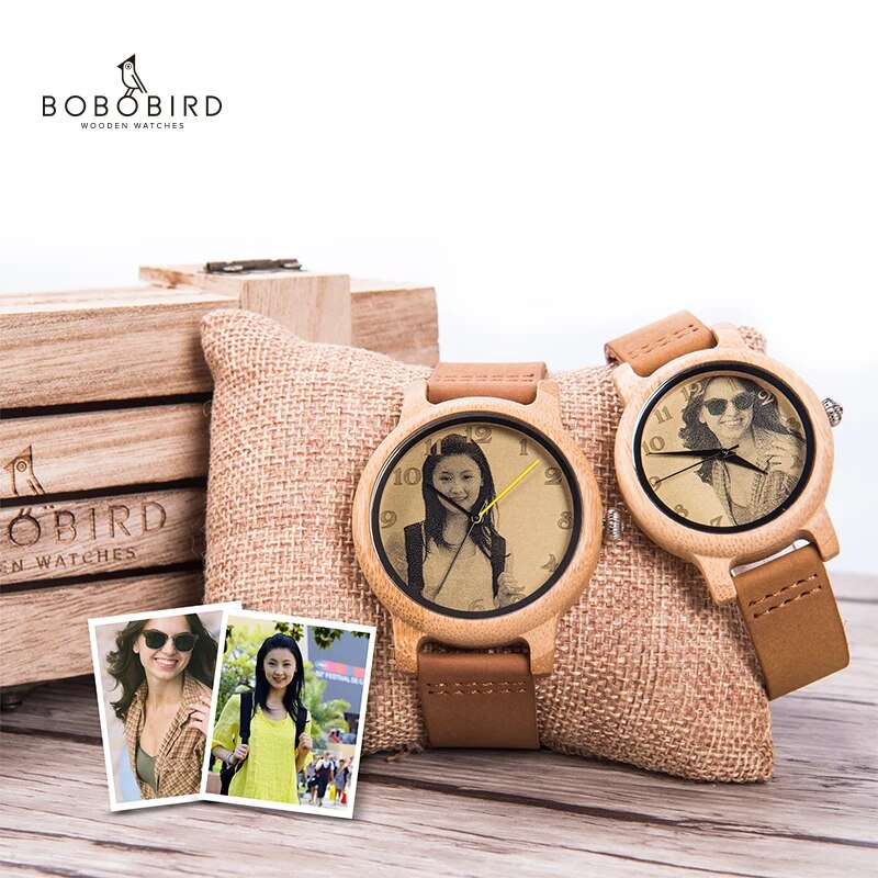 BOBO-BIRD-Montre-Couple-avec-Bracelet-en-Cuir-group-Photo-Laser-Ultra-Haute-Pr-cision-Personnalis