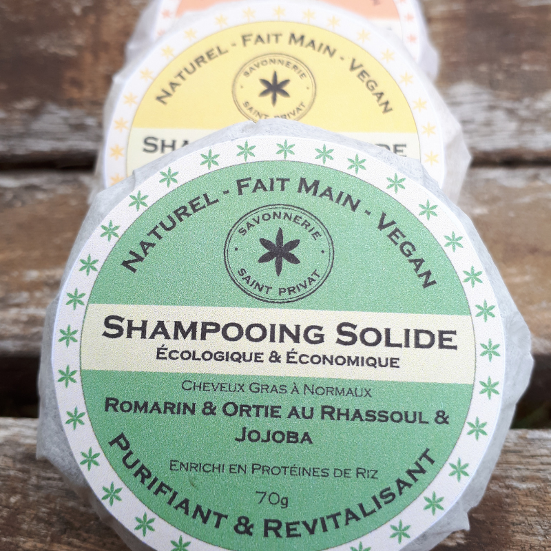 Gamme de shampoings solides de la savonnerie de saint privat