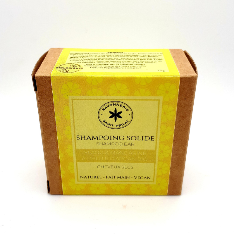 shampoing solide ylang et mandarine à lhuile dargan bio de la savonnerie de saint privat