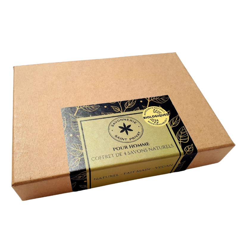 Savon Homme - Coffret 4 savons naturels et parfumés - Savonnerie artisanale de Saint Privat