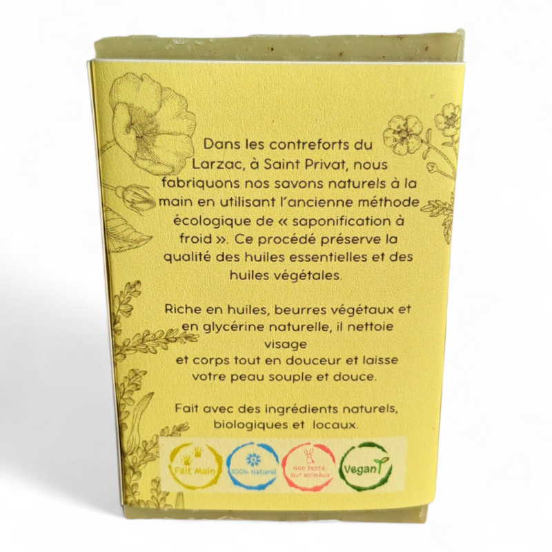 Dos de l’emballage du Savon Lemongrass