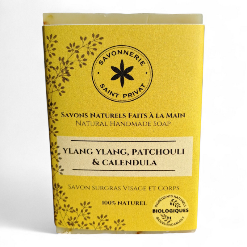 Face avant du savon naturel Ylang Ylang, Patchouli