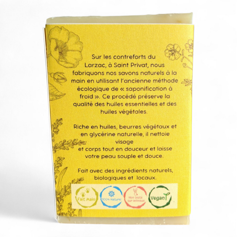 Dos de l’emballage du Savon Ylang Ylang Patchouli