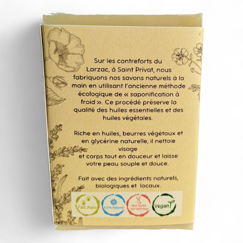 Dos de l’emballage du Savon Avoine