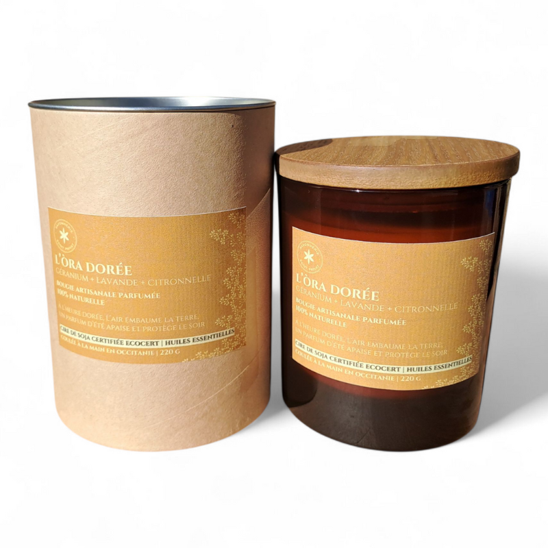 Bougie anti-moustiques naturelle artisanale avec son coffret en carton kraft