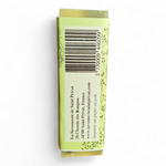 Côté de l’emballage du Savon Verveine Citronnée avec code-barres et coordonnées de La Savonnerie de Saint-Privat.