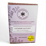 Face avant du Savon Lavande Sauvage, savon naturel saponifié à froid.