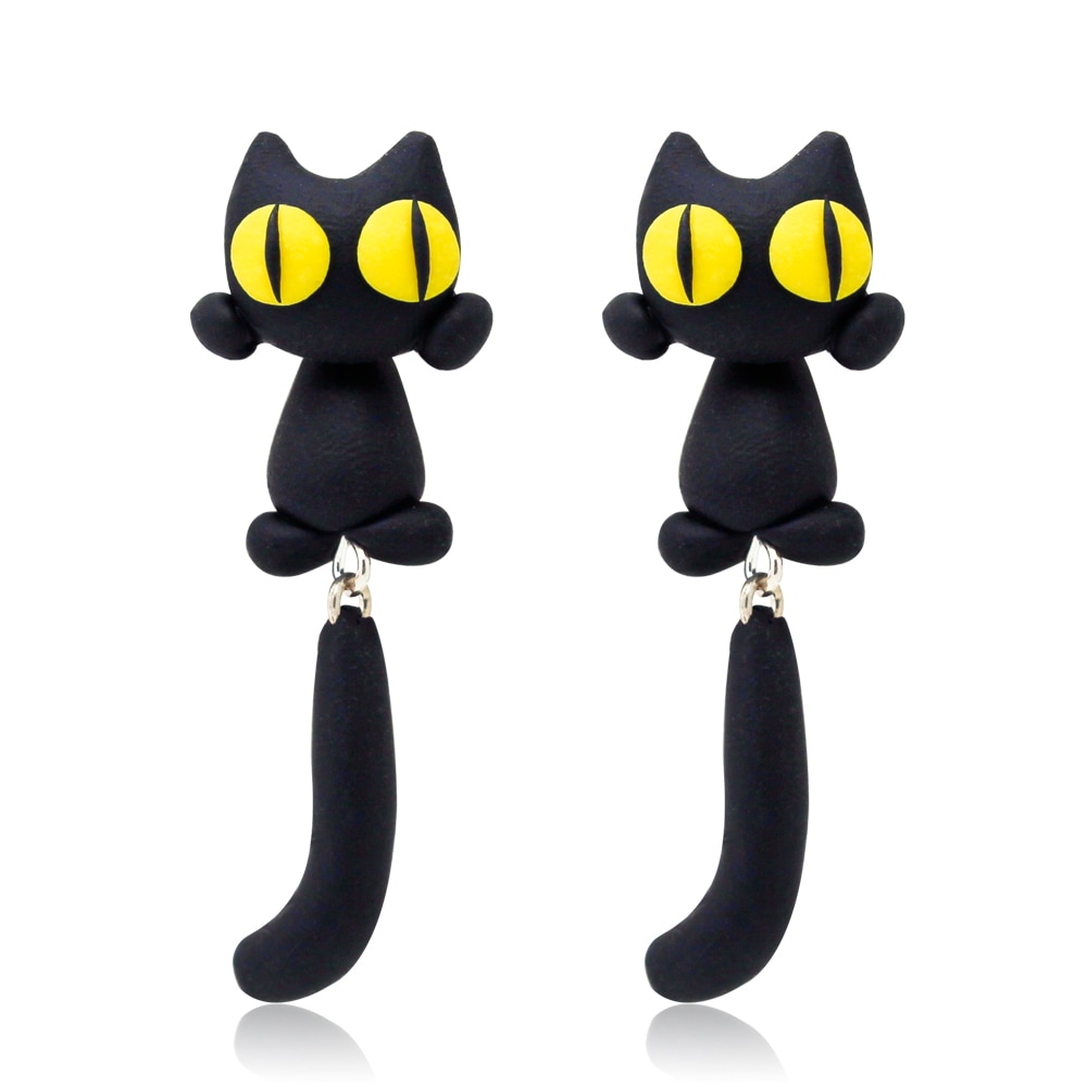 2019-Nouveau-Design-De-Mode-100-Fait-Main-Polym-re-Argile-Jaune-Yeux-Chat-3d-Animal