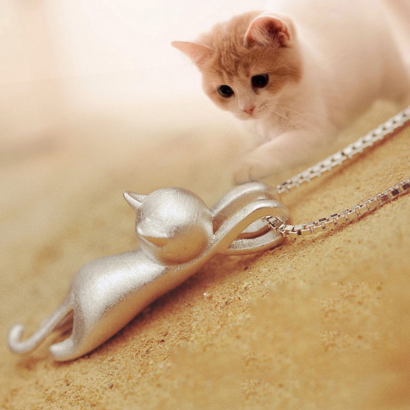 Mode-Mignon-Chat-Collier-et-Pendentif-Pour-Les-Femmes-Cadeau-Argent-Or-Couleur-En-Gros-La