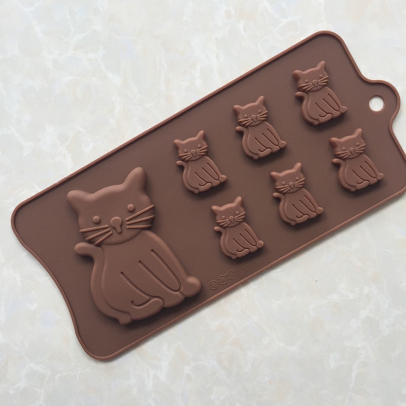 Moule à Savon Silicone Forme Chat Mignon - 8,3x8,3x3,3 Cm - Pour Gâteaux, Chocolat, Glaçons Aussi