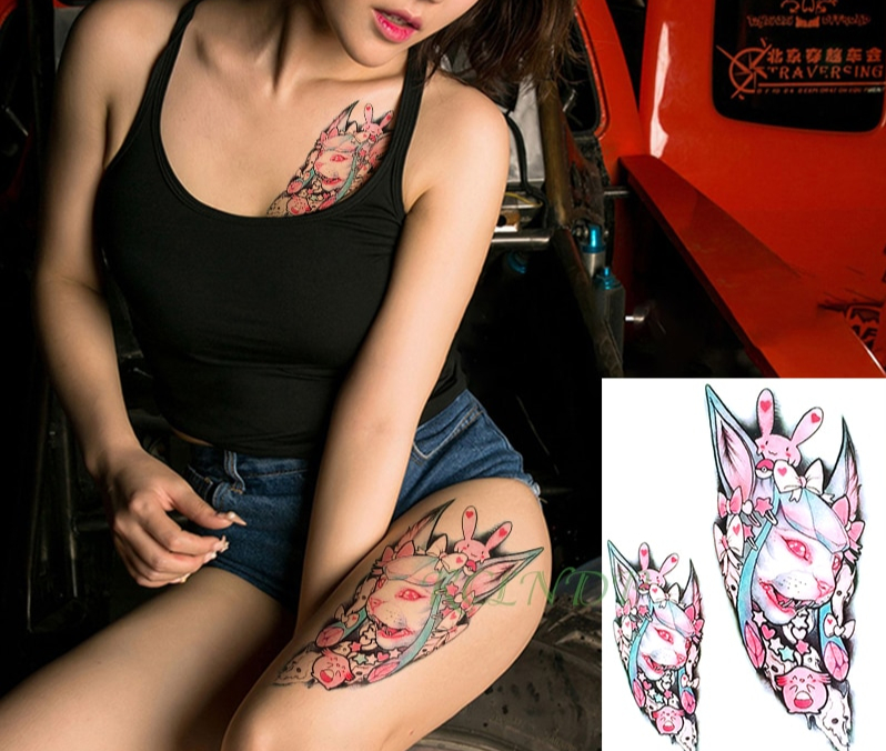 Autocollant-de-tatouage-temporaire-tanche-tigre-chat-lapin-faux-tatto-flash-tatoo-tatouage-autocollants-bras-de