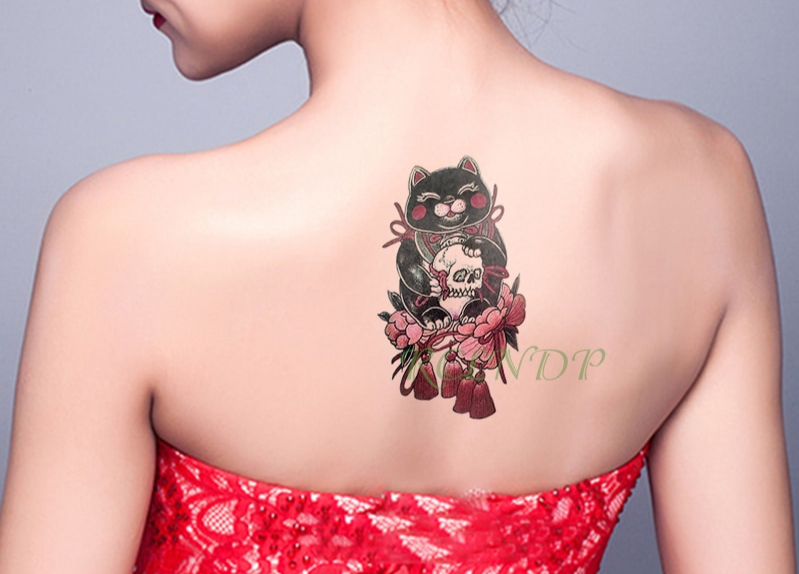 Autocollant-de-tatouage-temporaire-tanche-japon-amour-poup-e-mascotte-chat-faux-tatto-flash-tatoo-tatouage