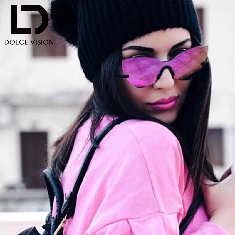 DOLCE-VISION-Surdimensionn-Sans-Monture-Cat-Eye-lunettes-de-Soleil-Femmes-De-Luxe-Conception-Vintage-One