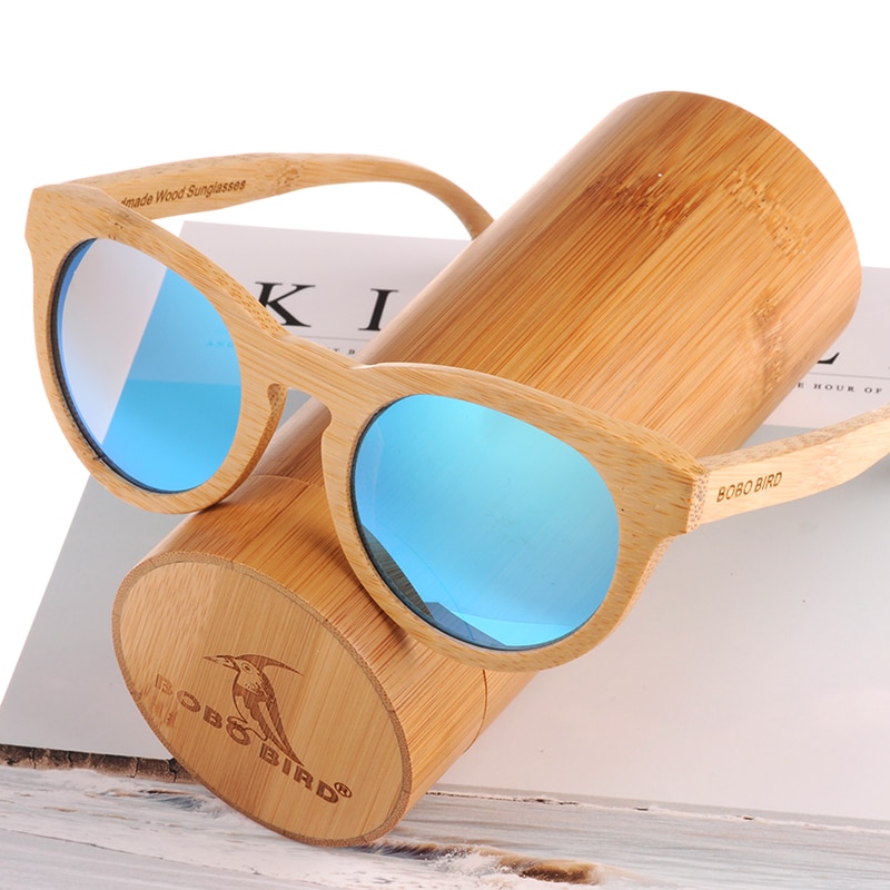 Lunettes De Soleil Rondes En Bois Et Bambou - Verres Polarisés UV400 - Homme Et Femme - Style Vintage