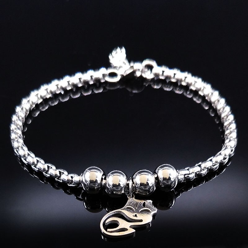 Bracelet-de-perles-en-acier-inoxydable-couleur-argent-chat-femmes-Bracelet-rond-en-acier-inoxydable-bijoux