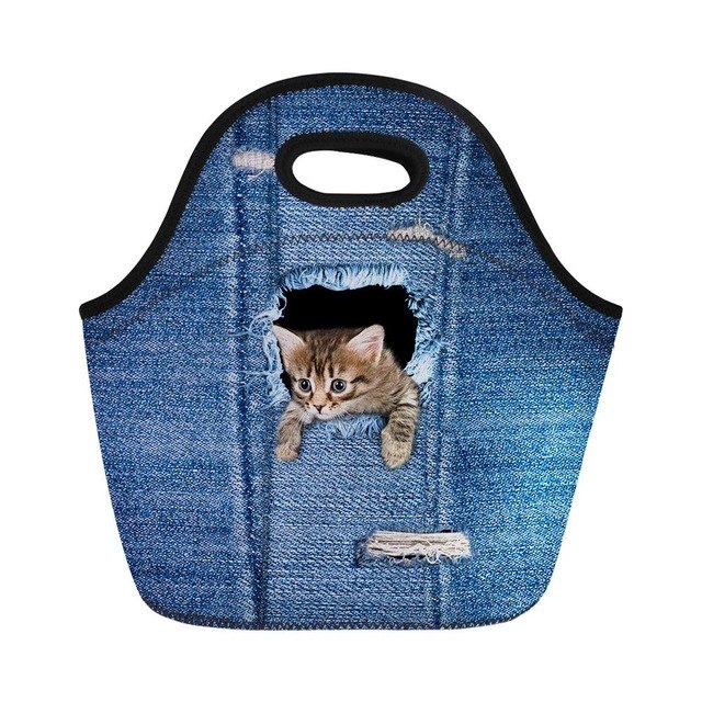 FORUDESIGNS-5-Pcs-ensemble-Denim-Chat-Motif-Cartable-tudiants-Retour-L-cole-Sac-Dos-Adolescent-Filles