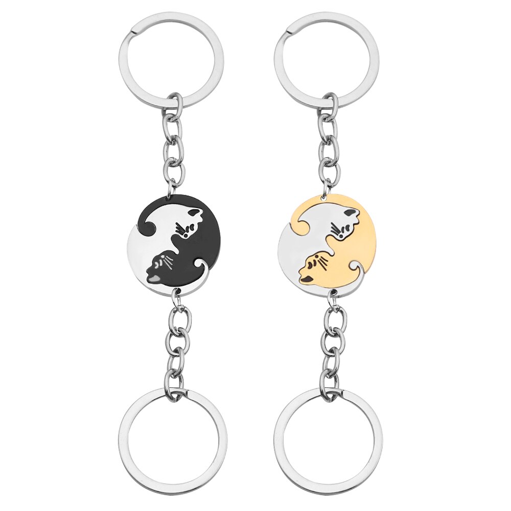 Miniblings chat Porte-clé Porte-clés chat Kitty chat Argent - Bijoux  fantaisie fait main I I Pendentif trousseau de clés Porte-clef : :  Mode