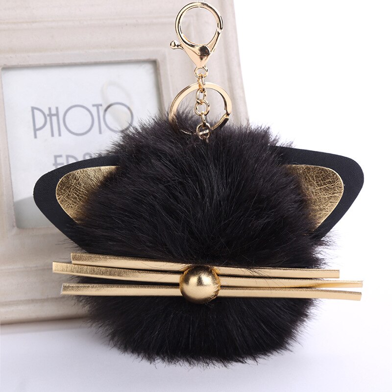 Porte-cl-s-en-fausse-fourrure-boule-de-chat-porte-cl-s-Animal-de-dessin-anim