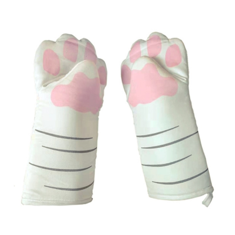 Gants-isolants-pour-four-longues-pattes-de-chat-bande-dessin-e-3D-en-coton-r-sistant