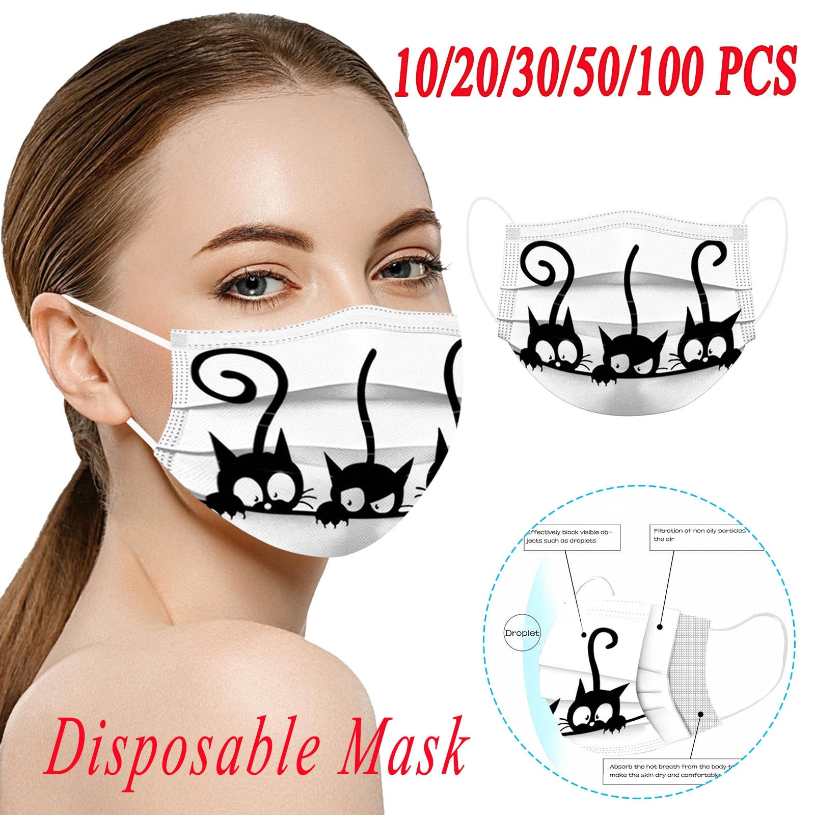 10-20-30-50-100-PCS-adultes-chat-noir-imprime-masques-blancs-unisexe-respirant-3-couches