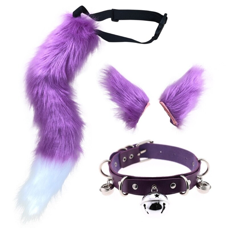 Ensemble-de-pinces-cheveux-et-collier-ras-du-cou-en-Faux-cuir-fausse-fourrure-chaton-loup