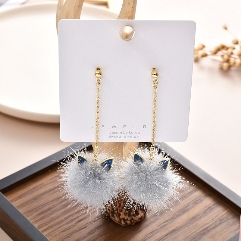 Boucles d'oreilles chat noir & blanc en porcelaine