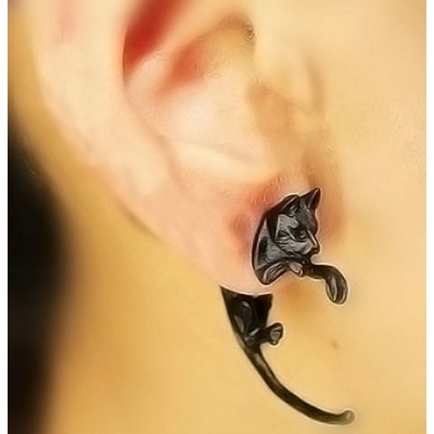 Boucles d'oreilles Chat noir