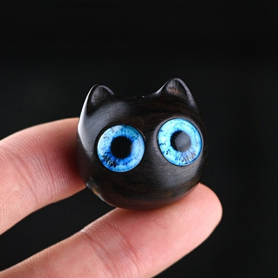 Figurines-de-chat-Miniature-en-bois-kawaii-Sculpture-en-bois-de-santal-rouge-ornement-artisanal-de