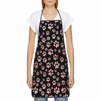 Tablier-de-Cuisine-unisexe-avec-patte-de-chien-rose-bavoir-de-Cuisine-pour-Chef-cuisinier-pour