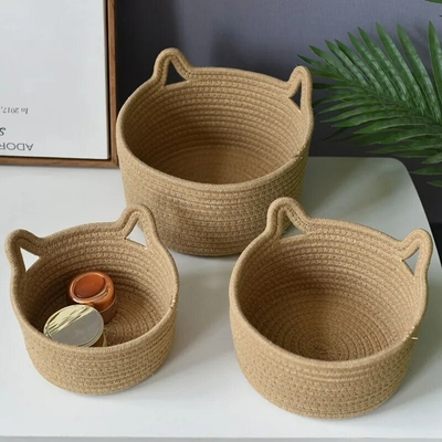 Mir-de-Rangement-Nordique-en-Corde-de-Coton-Oreille-de-Chat-Tiss-Bureau-Jouets-pour-Enfants