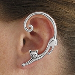 Unique-Pi-ce-Punk-Style-Or-Argent-Plaqu-Chat-Boucle-D-oreille-Post-Avec-Oreille-Manchette