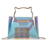 Femmes-Chat-Poign-e-Laser-Hologramme-paule-Sac-Cha-ne-Effacer-Haute-Qualit-Jelly-Messenger-Sacs