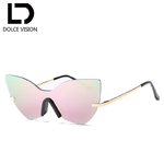 DOLCE-VISION-Surdimensionn-Sans-Monture-Cat-Eye-lunettes-de-Soleil-Femmes-De-Luxe-Conception-Vintage-One