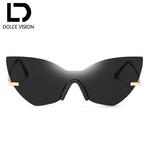 DOLCE-VISION-Surdimensionn-Sans-Monture-Cat-Eye-lunettes-de-Soleil-Femmes-De-Luxe-Conception-Vintage-One