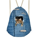 FORUDESIGNS-3D-bleu-Denim-poche-motif-sacs-cordon-pour-les-femmes-mignon-Animal-chat-stockage-Softback