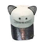 Femme-mignon-chat-oreille-Sequin-anneau-casquette-de-Baseball-chapeau-Hip-Hop-plat-chapeau-gorras-para