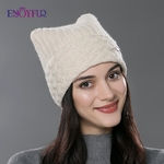 ENJOYFUR-hiver-coton-tricot-chapeaux-pour-femmes-nouveau-Parent-enfant-belle-chat-oreille-bonnets-mignon-chapeaux